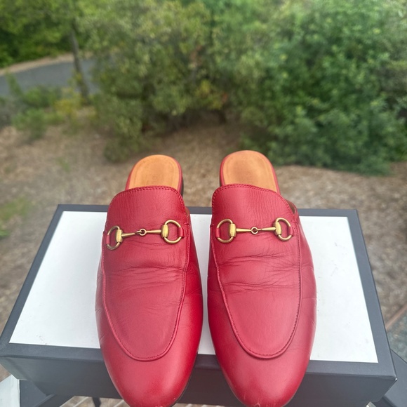 GUCCI PRINCETOWN 39.5 HIBICUS RED MULES 9.5 US PREOWNED EXCELLENT - Picture 6 of 15